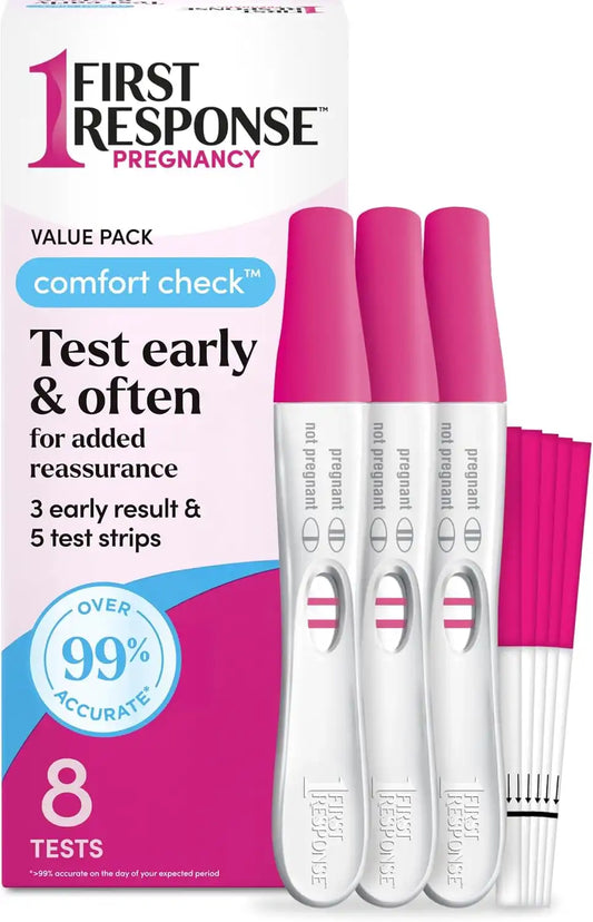 FIRST RESPONSE Comfort Check Pregnancy Test, 8 Count, Pink & White